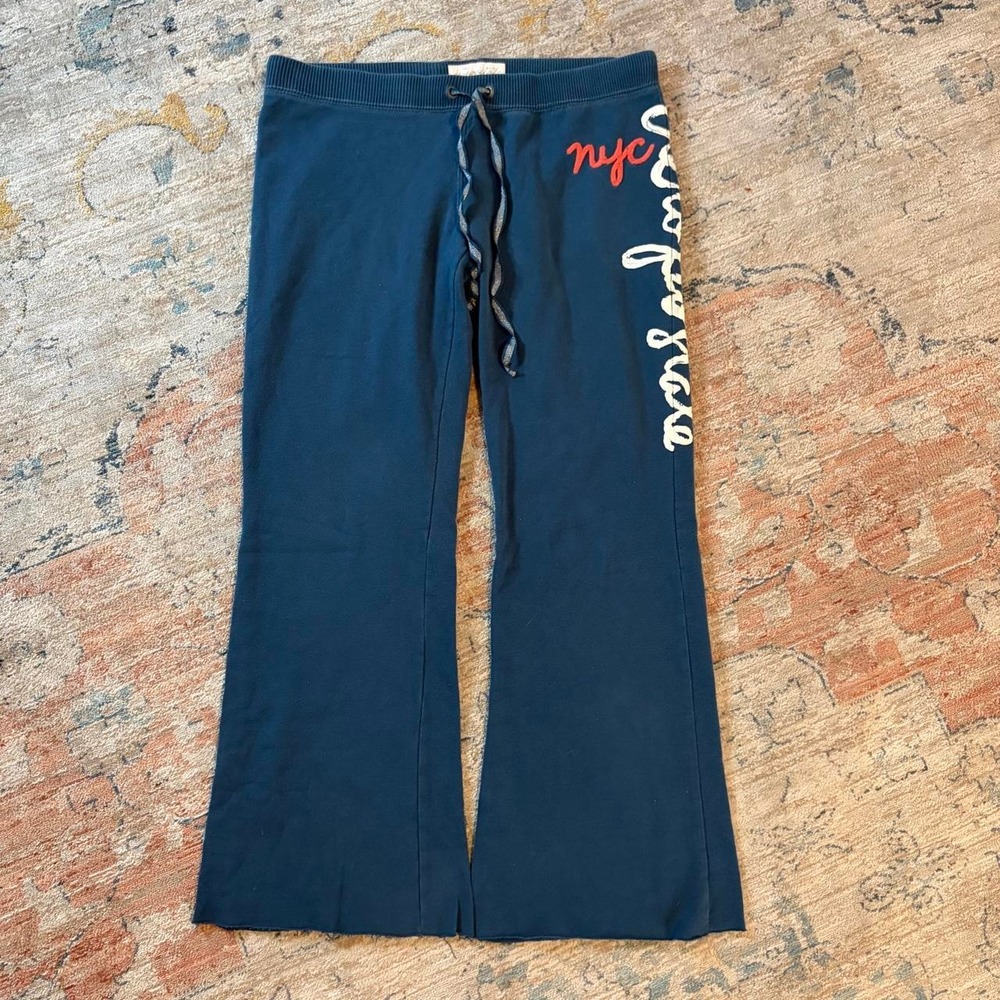Aeropostale Vintage Y2K Navy Blue Wide Leg Low Rise Sweatpants Womens Large NYC